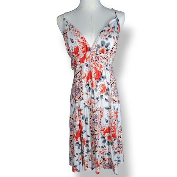 Floret Anthropologie‎ Babydoll Dress Womens Large Open Back Boho Beach Festival - Picture 1 of 12